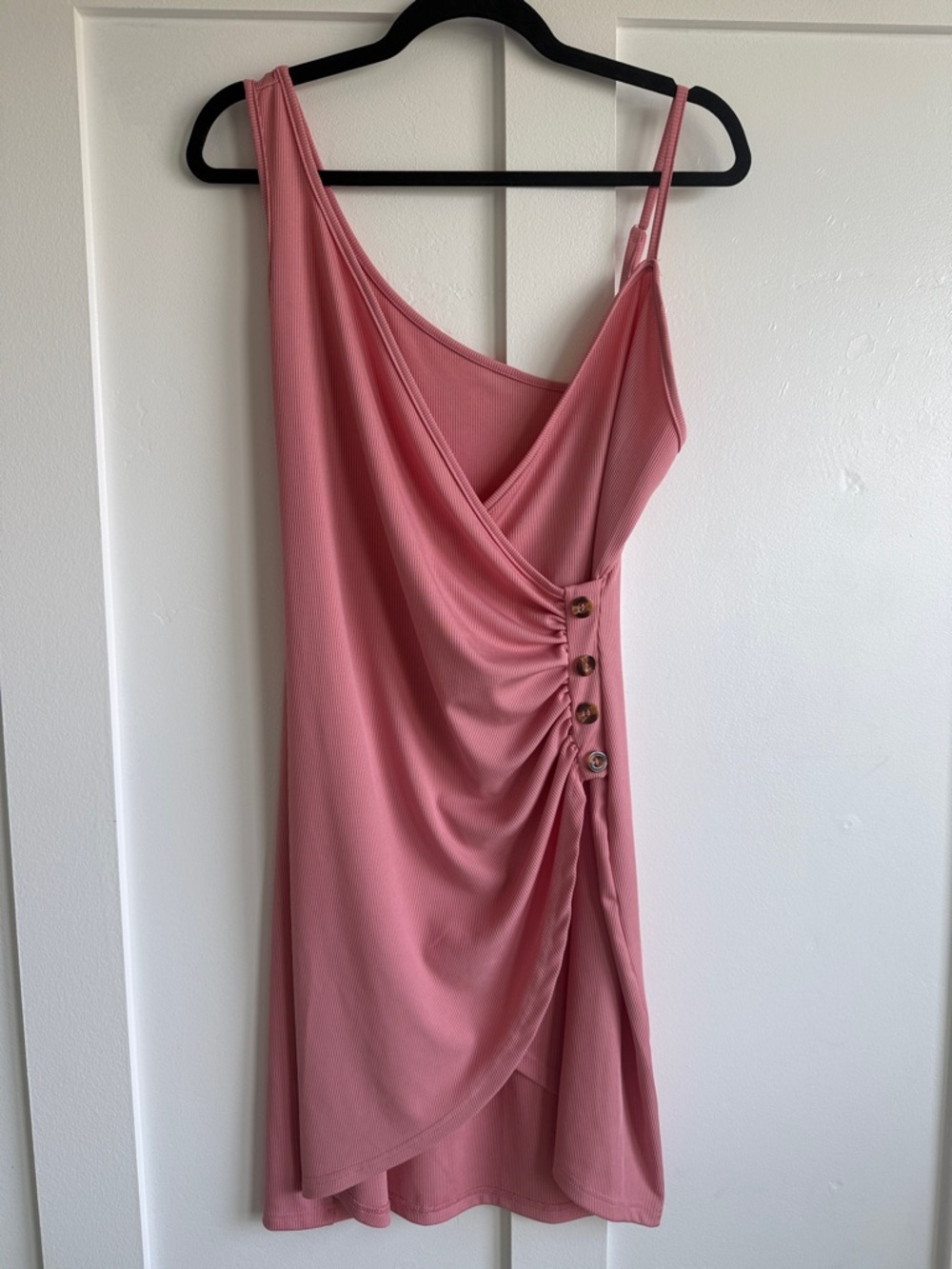 SHEIN Pink Asymmetrical Sleeveless Wrap Dress